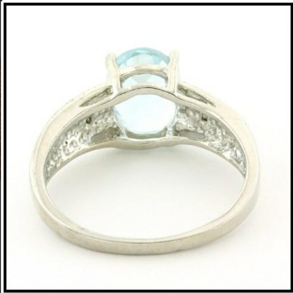 Blue Topaz solid Sterling Silver Ring sz 5 - Picture 2 of 3